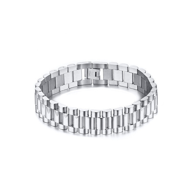 Solid Link Bracelet with Structured Contemporary Design