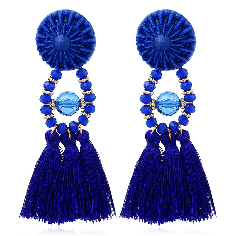 Bold Boho Tassel Earrings with Beaded Accents