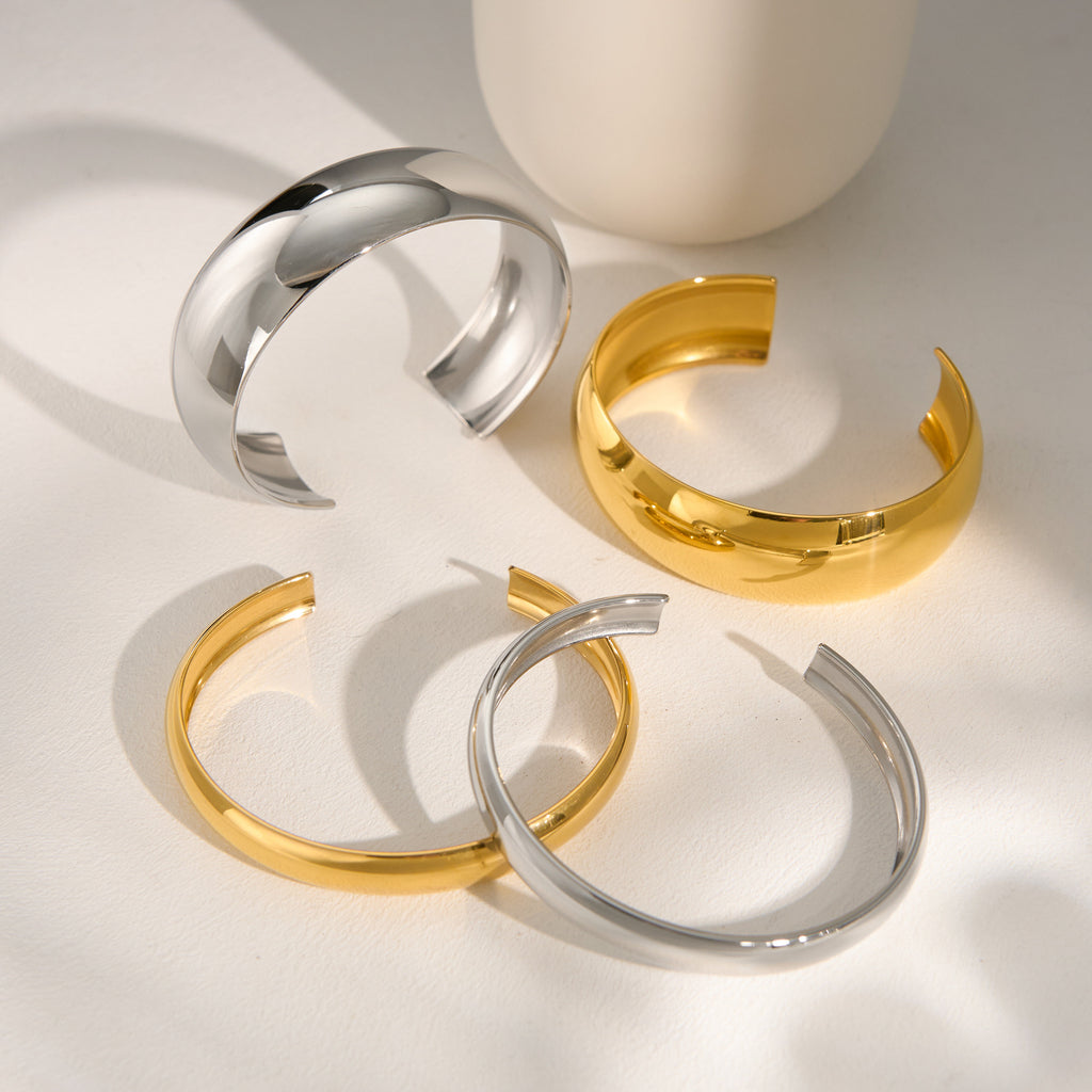 Wide Open Cuff Bracelet with Smooth Contoured Form