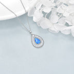 Teardrop Blue Opal Pendant Necklace