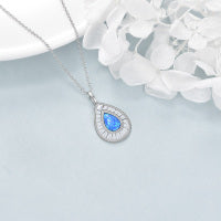 Teardrop Blue Opal Pendant Necklace