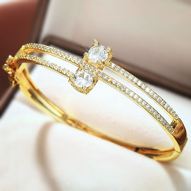 Elegant Dual-Band Bracelet with Refined Crystal Detail