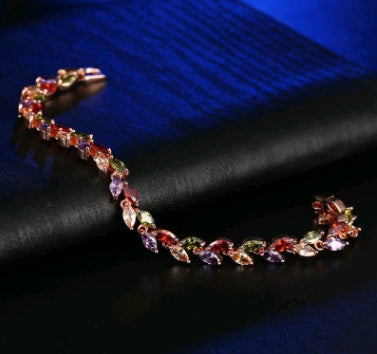 Leaf-Link Bracelet with Flowing Gem Detail