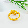 Adjustable Double-Heart Ring with Smooth & Textured Finish
