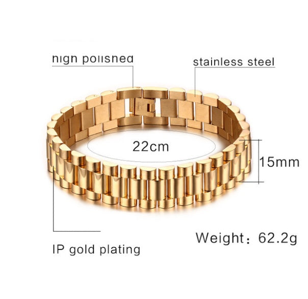Solid Link Bracelet with Structured Contemporary Design