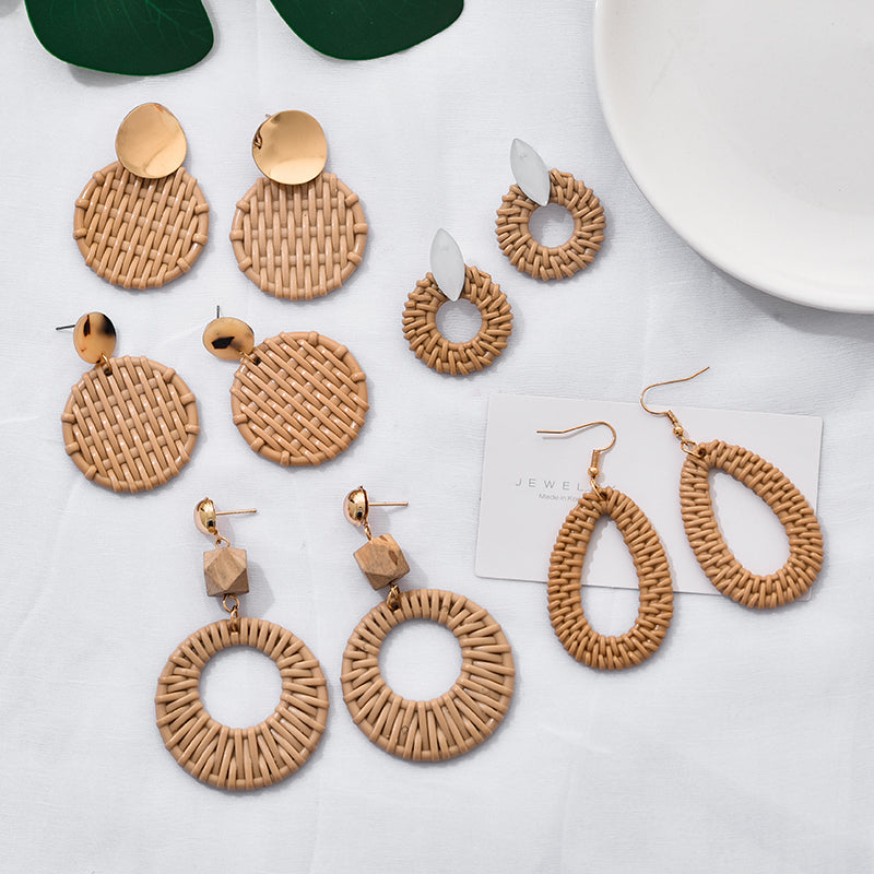 Statement Rattan Hoop Earrings with Modern Accent