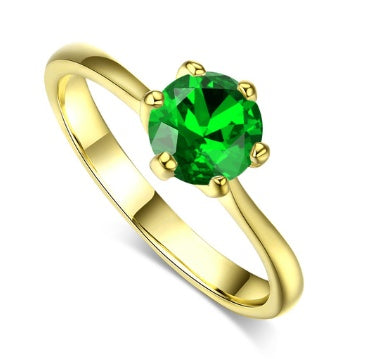 Classic Solitaire Birthstone Ring – Minimalist Round Cut Statement Ring