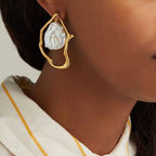 Organic Gold Irregular Pearl Statement Earrings