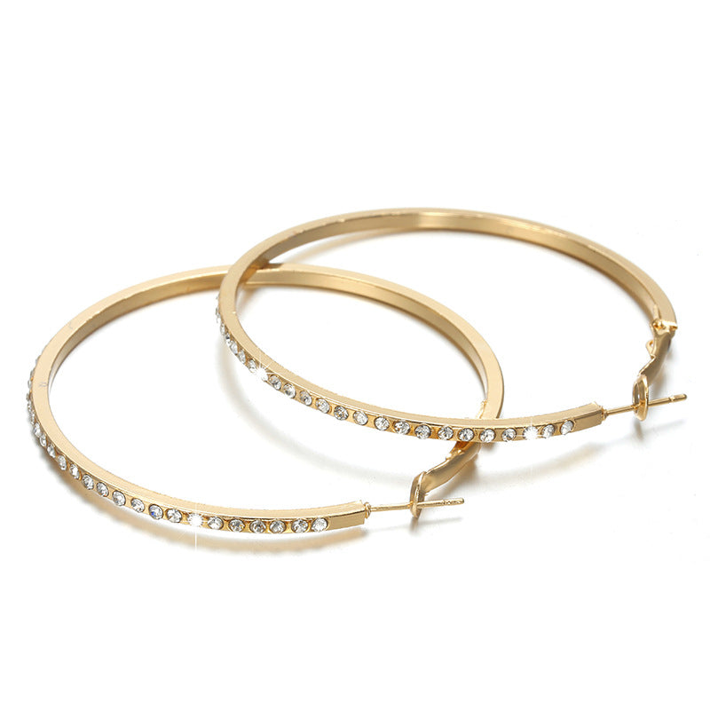 Elegant Crystal-Studded Hoop Earrings