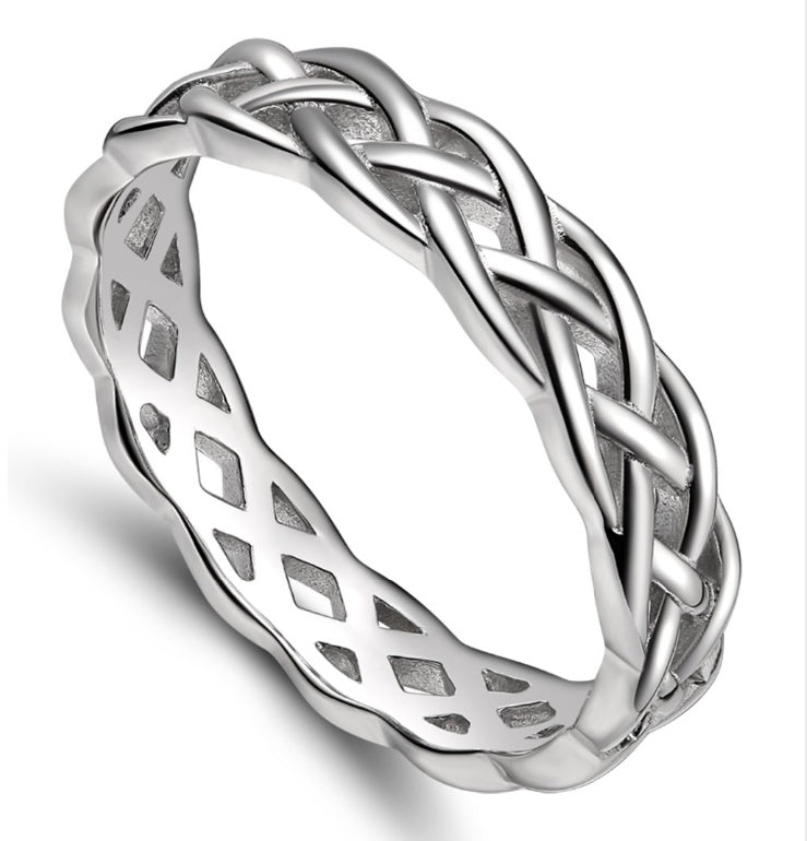 Krystal Crafts Celtic Weave Silver Band Ring