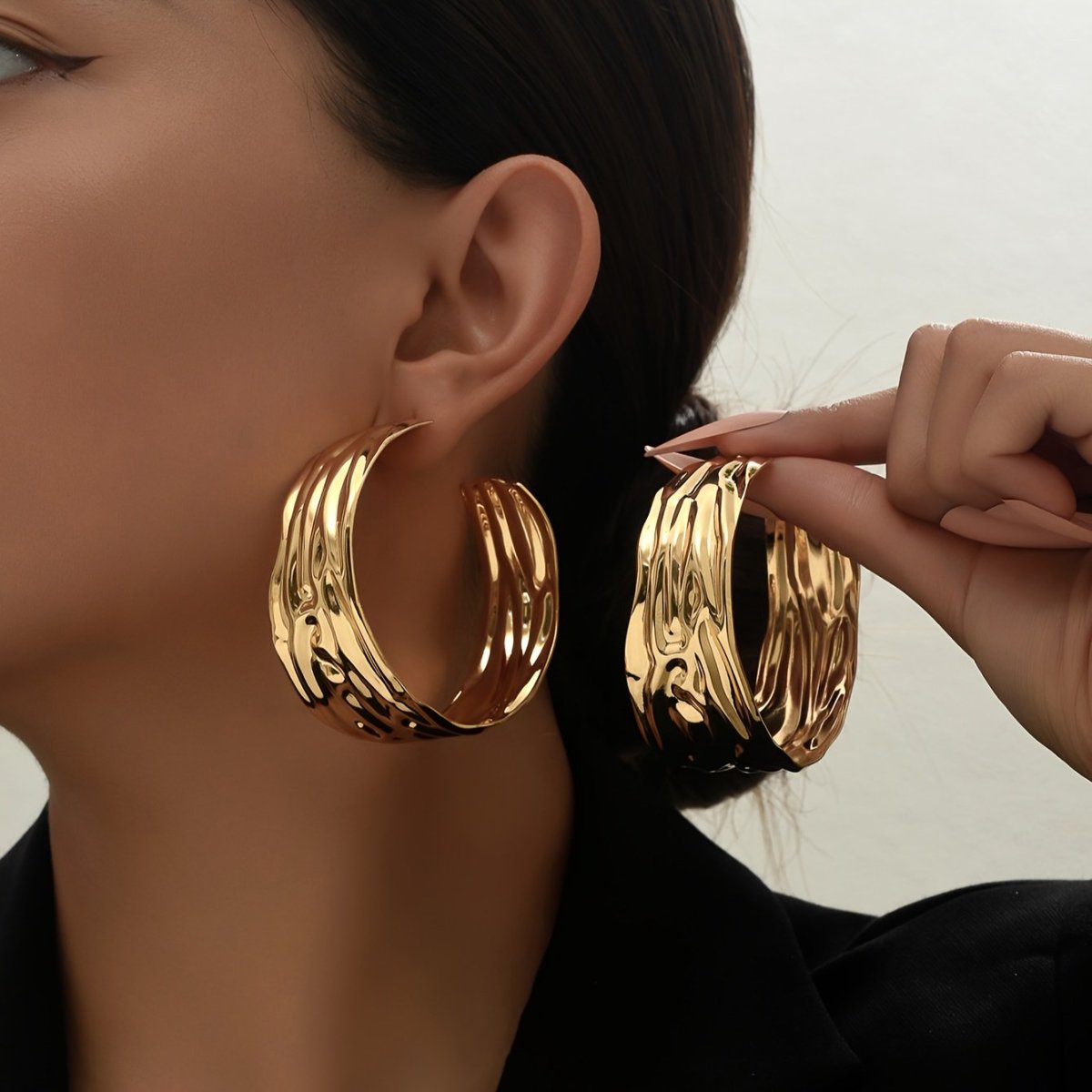 Statement Hoop Earrings with Sculpted Texture