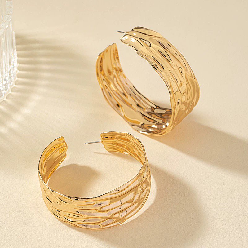 Statement Hoop Earrings with Sculpted Texture