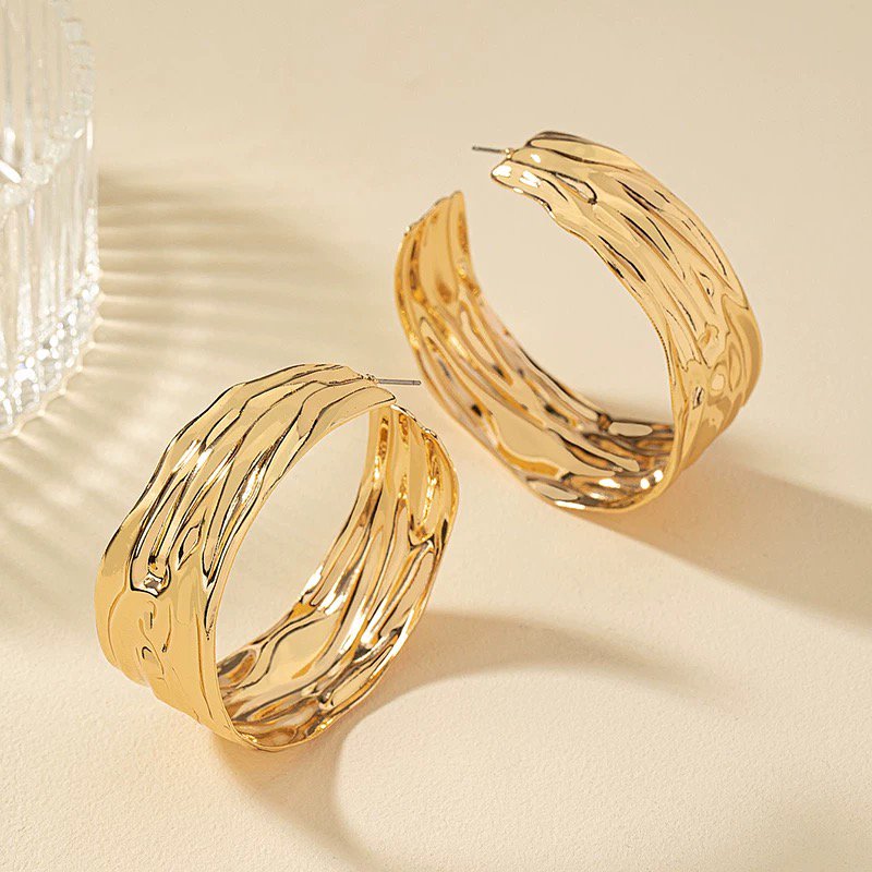 Statement Hoop Earrings with Sculpted Texture