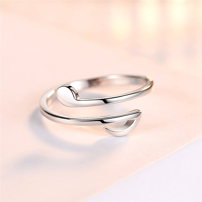 Minimalist Open Wrap Ring – Adjustable Modern Curve Band