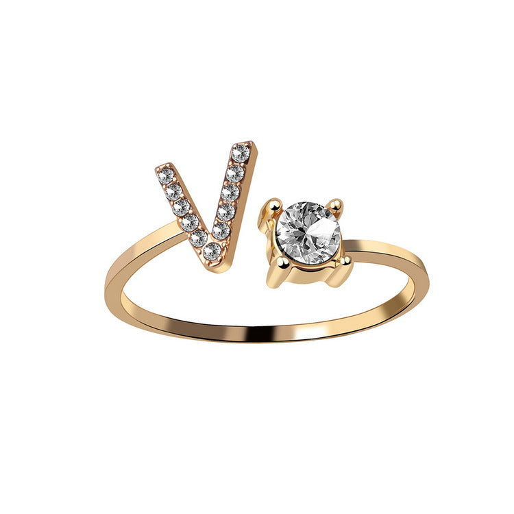 Personalized Diamond Initial Ring
