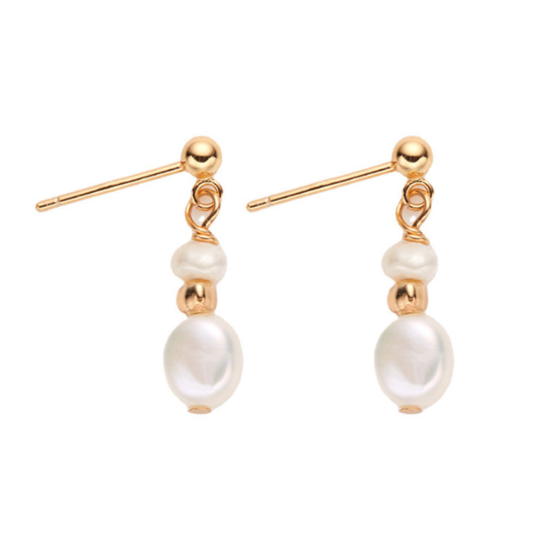 Delicate Pearl Drop Earrings with Elegant Gold Accents