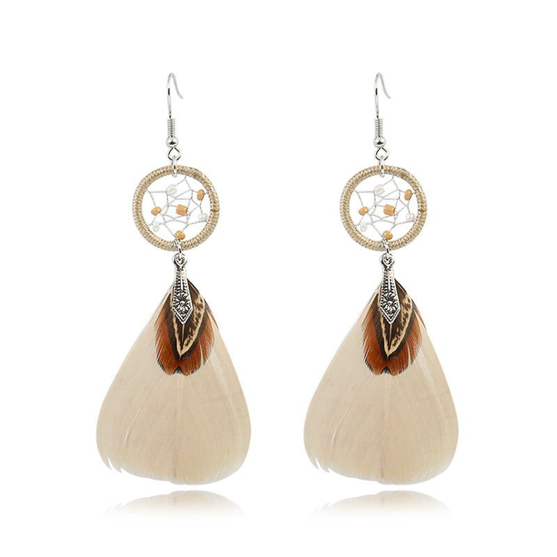 Boho Dreamcatcher Feather Earrings