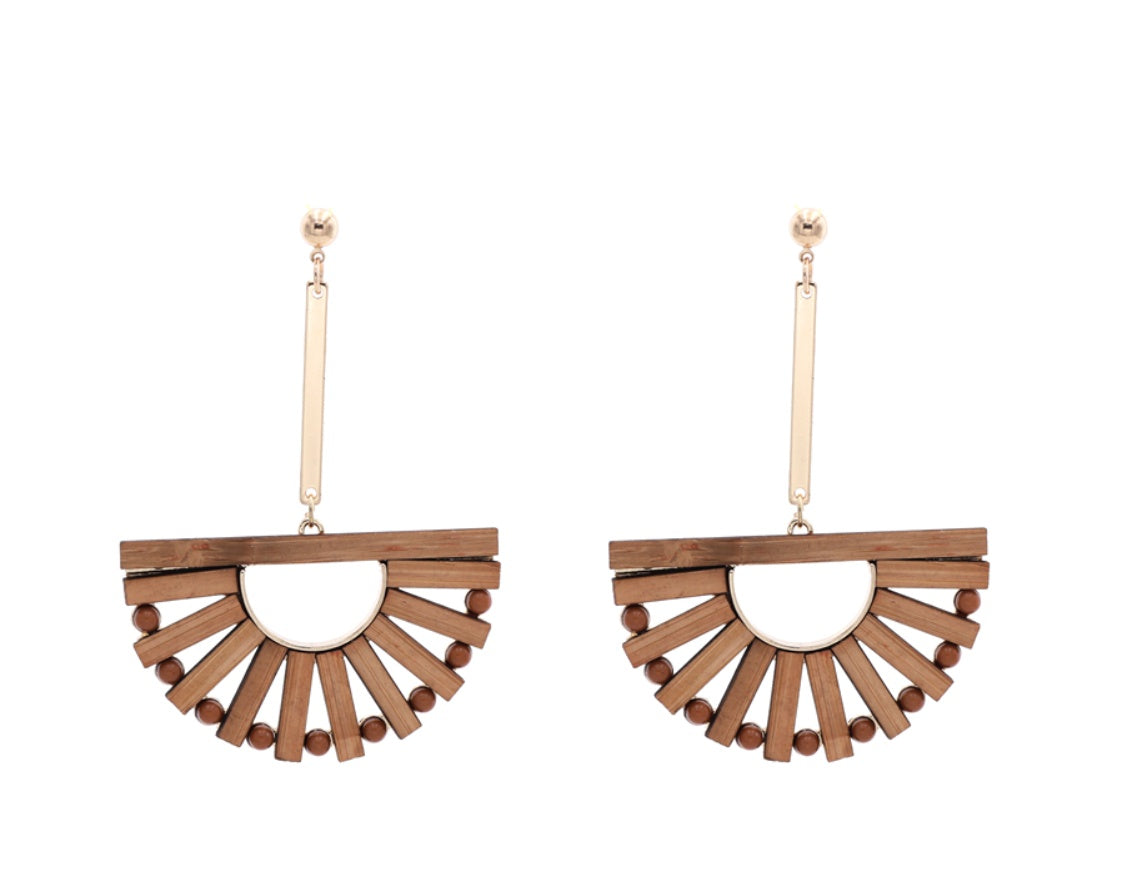Statement Fan Drop Earrings with Artistic Design