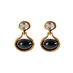 Black Onyx Drop Earrings with Crystal Accent