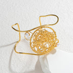 Geometric Open Cuff Bracelet with Intricate Center Detail
