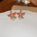 Colorful Starfish Stud Earrings with Pearl Drop