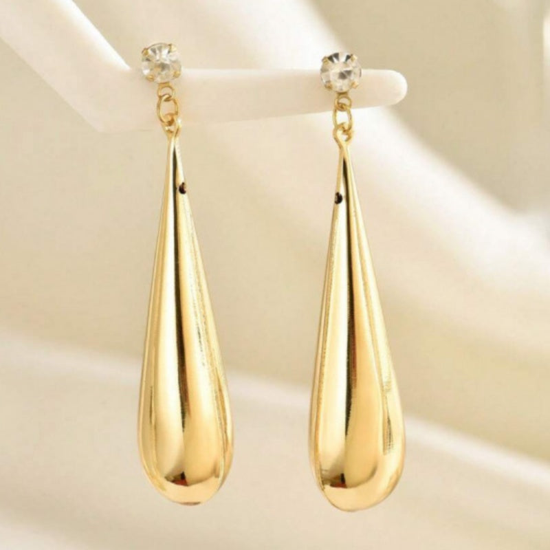 Gold Teardrop Drop Earrings