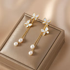 Butterfly Pearl Tassel Drop Earrings