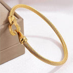 Gold Heart Charm Cable Bangle Bracelet
