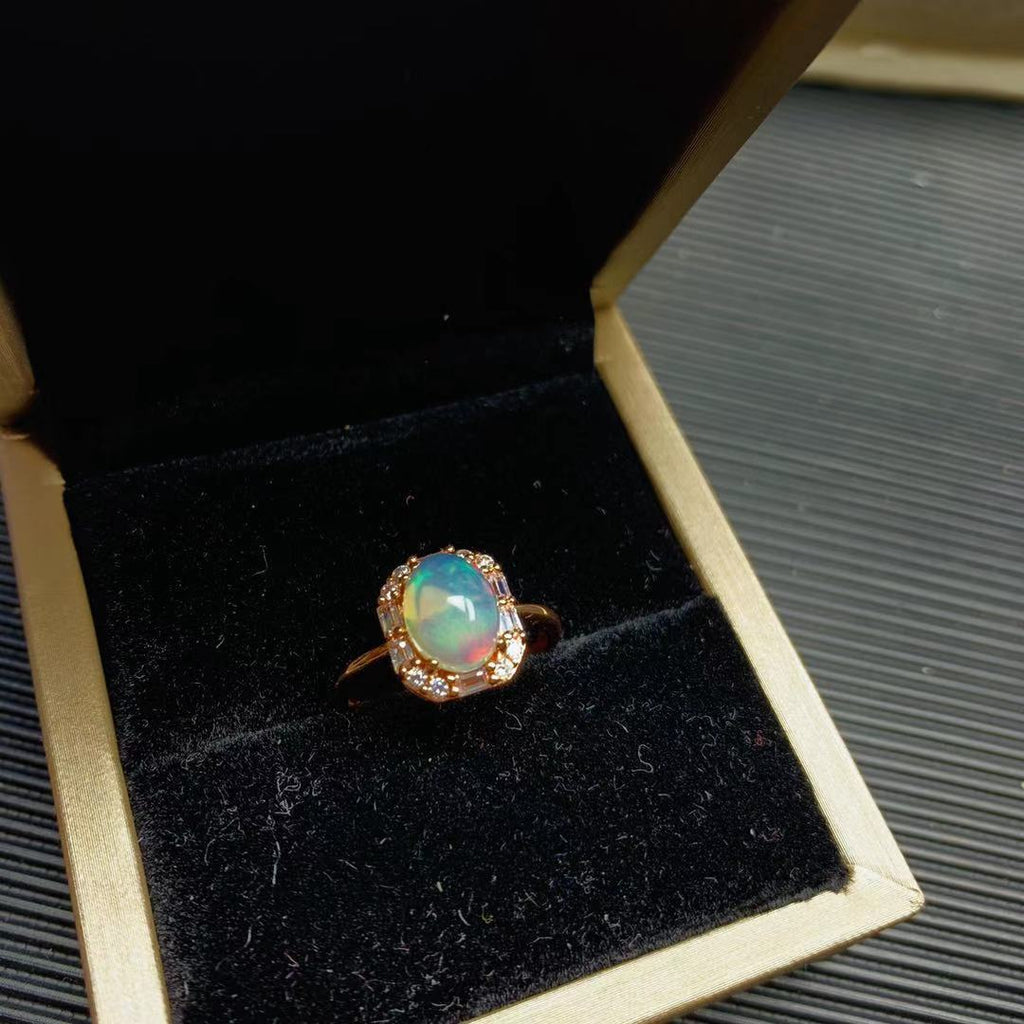 Silver Natural Opal Jewelry Set