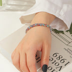 Multi-Row Crystal Stretch Bracelet with Refined Texture