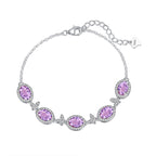 Sterling Silver Butterfly Bracelet with Natural Crystal Inlay