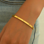 Minimalist Gold-Tone Bangle Bracelet with Crystal Accents