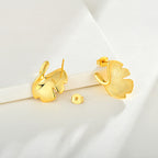 Textured Gold Leaf Stud Earrings