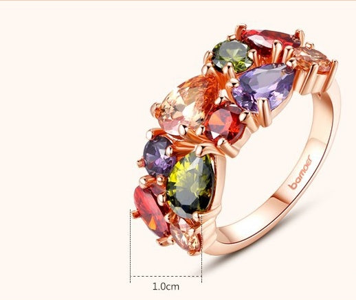 Aurora Garden Multicolor Gemstone Ring in Rose Gold Finish
