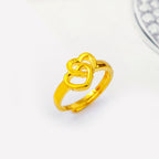 Adjustable Double-Heart Ring with Smooth & Textured Finish