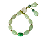Natural Stone Bead Bracelet with Floral Charm and Drop Detail