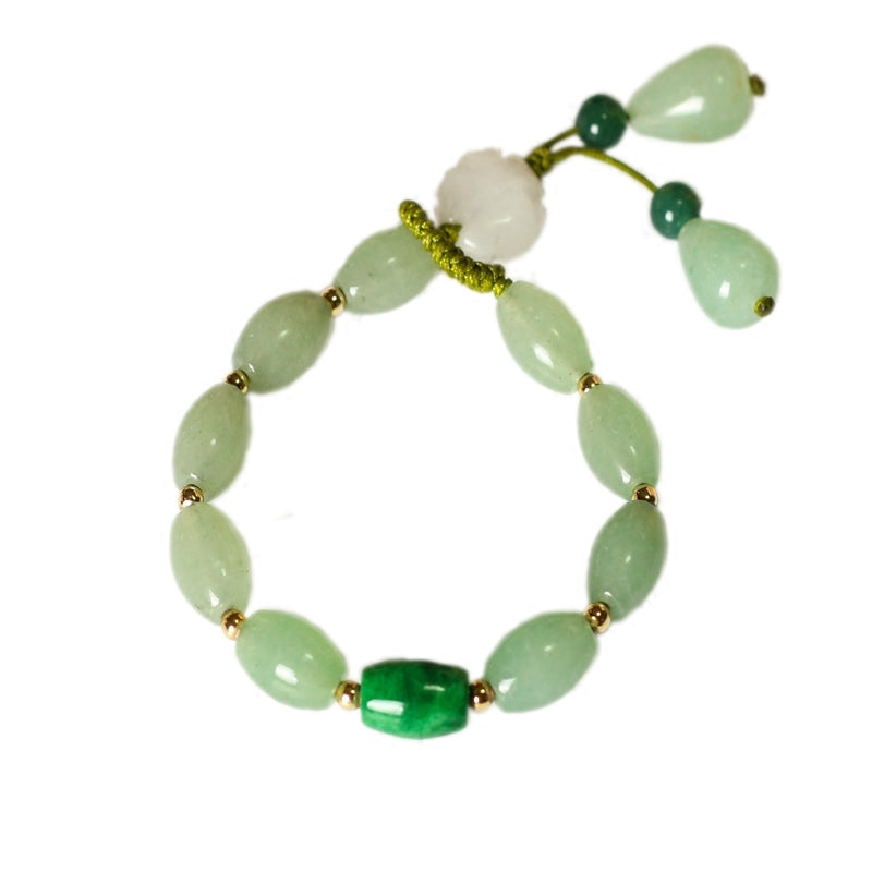 Natural Stone Bead Bracelet with Floral Charm and Drop Detail