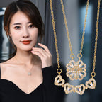 Gold Crystal Heart Cluster Necklace – Elegant Multi-Heart Pendant Chain