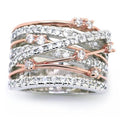 Interwoven Pavé Statement Ring – Two-Tone Sculpted Crystal Band