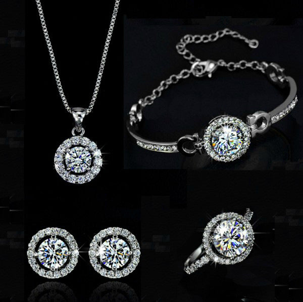 Crystal Halo Jewelry Set