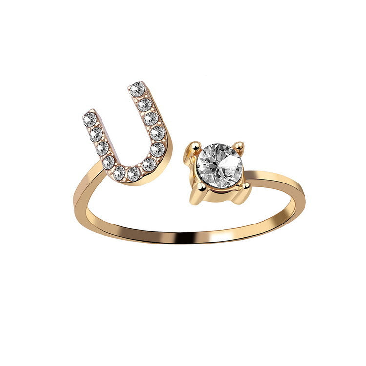 Personalized Diamond Initial Ring