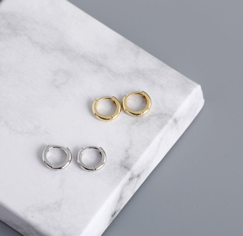 Classic Minimalist Gold Huggie Hoop Earrings