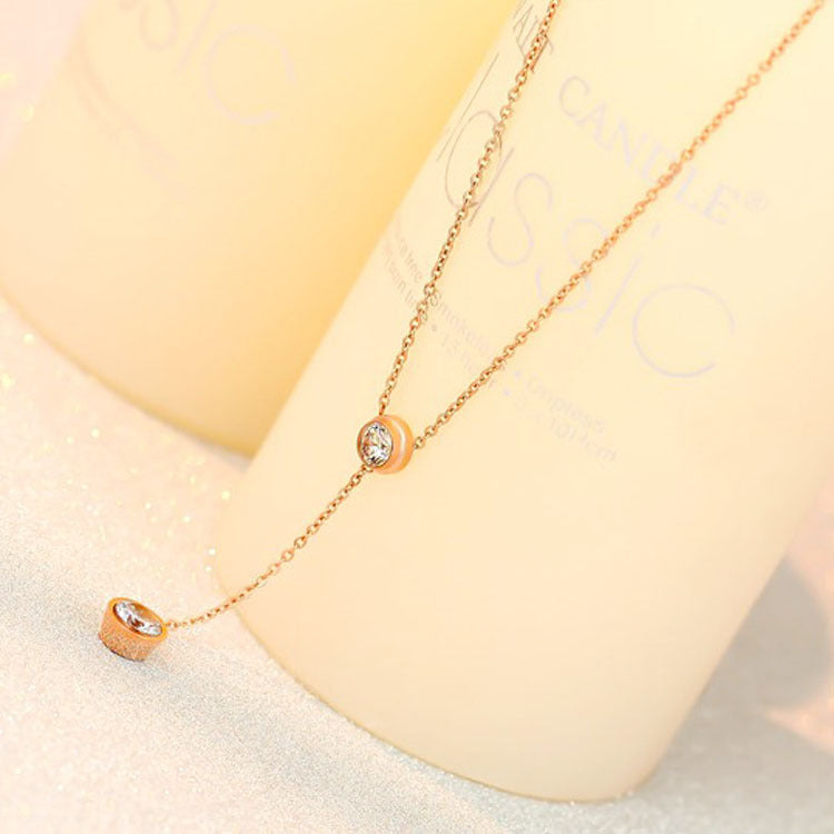 Rose Gold Plated Y-Lariat Necklace with Crystal Drops