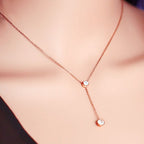 Rose Gold Plated Y-Lariat Necklace with Crystal Drops