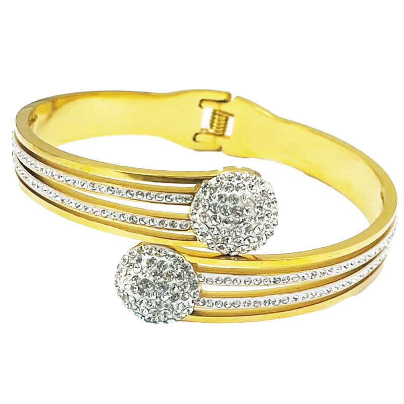 Multi-Band Crystal Detail Bracelet with Elegant Layered Design