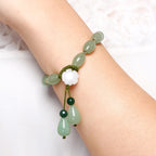 Natural Stone Bead Bracelet with Floral Charm and Drop Detail