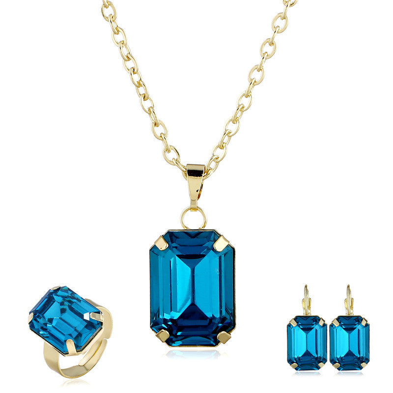 Emerald-Cut Crystal Jewelry Set