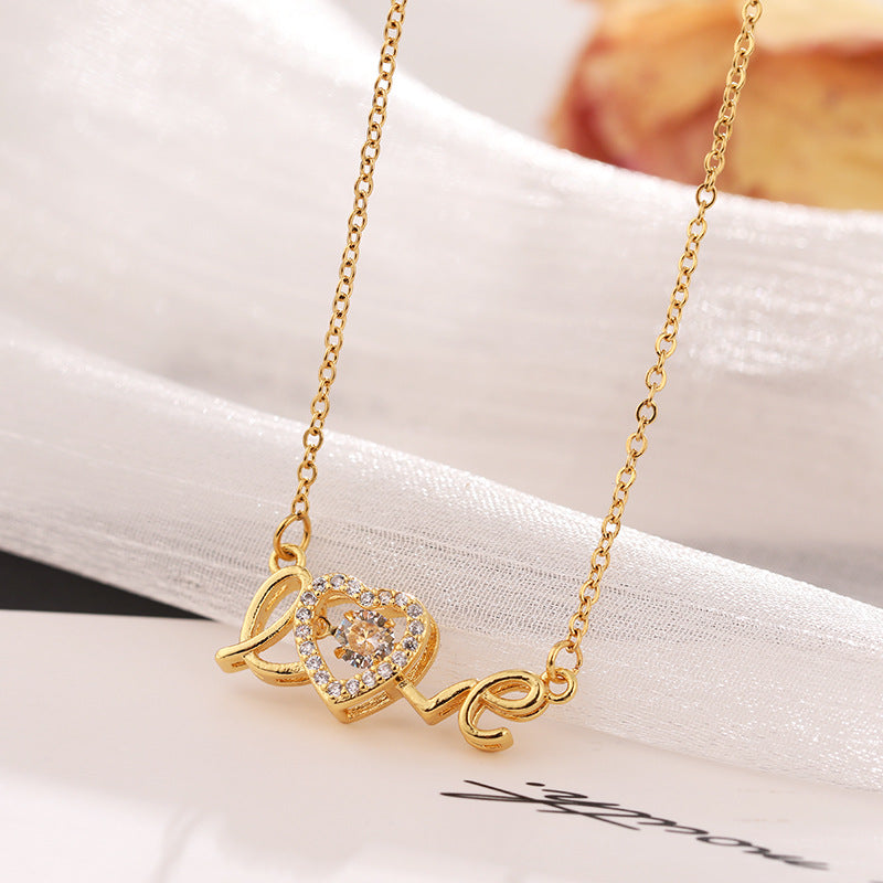 Gold “Love” Heart Pendant Necklace