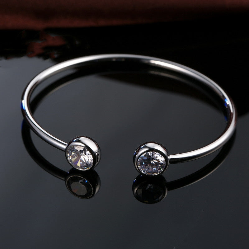 Open Cuff Bracelet with Dual Stone End Detail