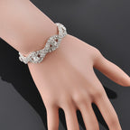 Crystal Link Bracelet with Intertwined Pattern Design